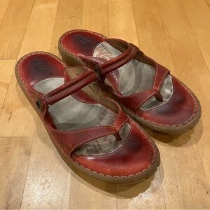 Born Lin red leather sandals size 9 EUR 40.5
